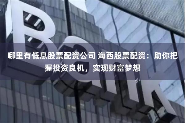 哪里有低息股票配资公司 海西股票配资：助你把握投资良机，实现财富梦想